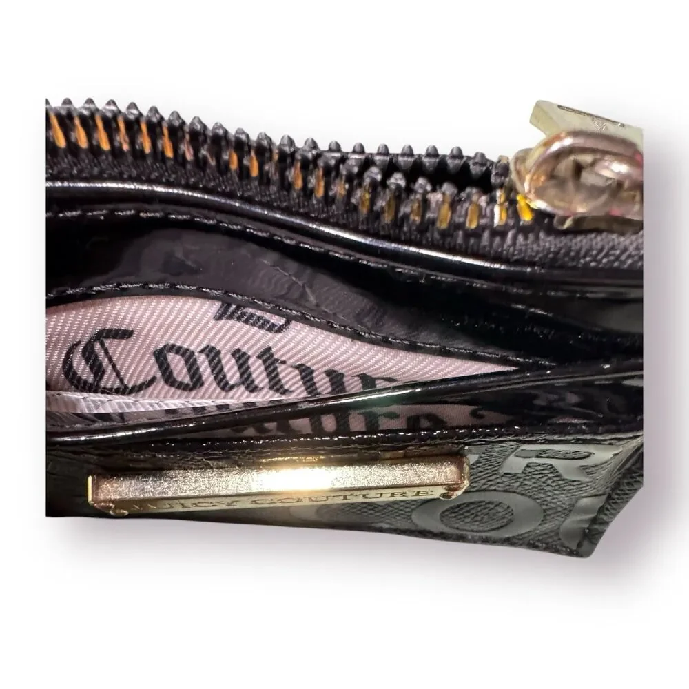 Juicy Couture‎ Small Black Wallet Wristlet with Heart Charm/Chain
